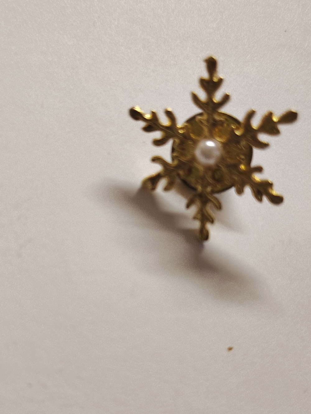 Gold Snowflake Pearl Accent Brooch - Women's Jewelry
